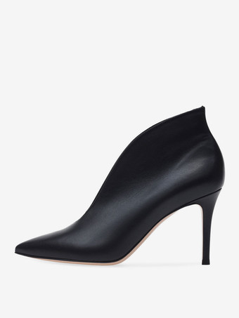 ハイヒールブーティー ポインテッドトゥ スティレットヒール アンクルブーツ ブルゴーニュ