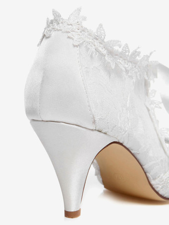 ブライダルシューズ　サンダル　パンプス　新作　美脚　結婚式　パーティー　ホワイト　ピープトゥ　キトンヒール　リボン　