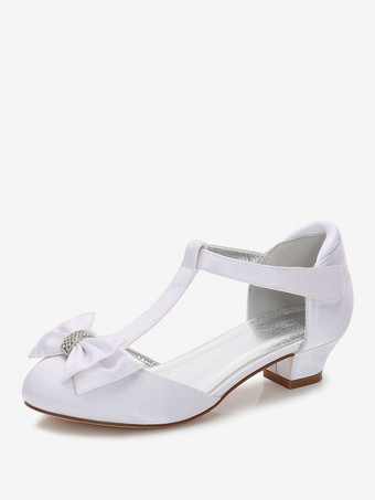 Blumenmädchen Schuhe mit Schleife in Weiß 