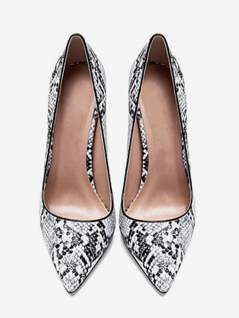 ハイヒール ポインテッドトゥ パンプス パイソン柄 ピンヒール PU 12cm ヘビ柄 シューズ プラスサイズシューズ スリップオン 結婚式 二次会 通勤用 仕事 キャバ 卒園式 卒園式 レディース靴