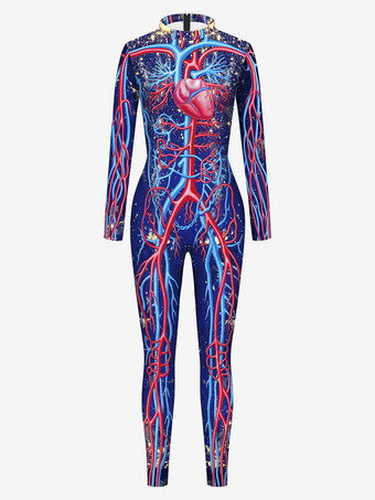 パープル モンスター全身タイツ ハロウィン ハロウィーンのジャンプスーツの女性のぶどう紫色のハロウィーン怖いライクラスパンデックスキャットスーツZentai