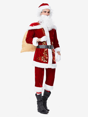 サンタコスプレ衣装 レッド 大人用 ポリエステル トップス 帽子 グローブ サッシュベルト マント パンツ コスチューム コスチューム ホリデーコスチューム