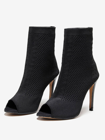 Mujer Peep Toe Stilettos Botines Negro