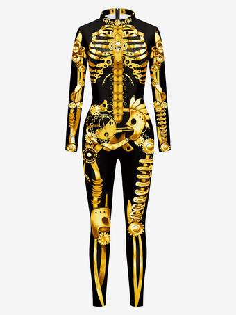 Black GoldMonster Zentai Suits   Women   Zentai Jumpsuit Green Scary Skeleton   Lycra Spandex Catsuit