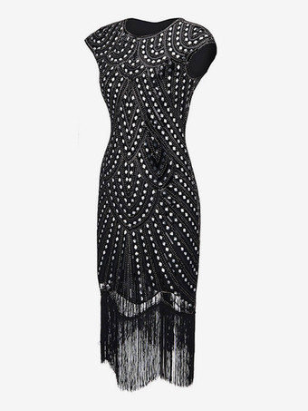 1920 年代のファッション スタイルの衣装フラッパー ドレス フリンジ スパンコール パーティー ドレス バーガンディ