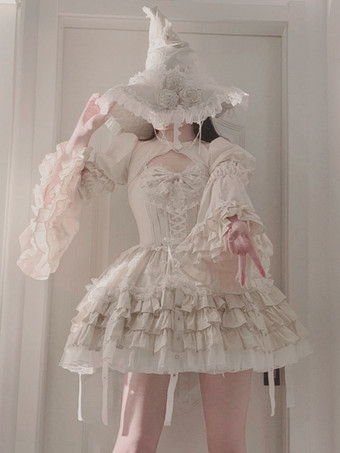 アイボリー   ゴシックロリータドレス 時崎狂三 フリルレーススリップドレス