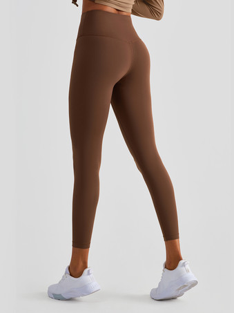 チェスナットブラウンヨガレギンス 女性用 ハイウエスト ナイロン スポーツパンツ