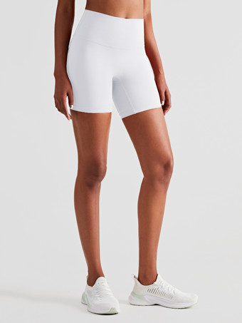 ホワイト ヨガショーツ ハイウエスト サマー スポーツ バイカー ショーツ 女性用