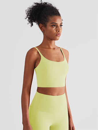 黄緑色ヨガブラ ライクラスパンデックス ノースリーブ ランニングトップ 女性用