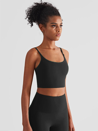 ブラック ヨガブラ ライクラスパンデックス ノースリーブ ランニングトップ 女性用