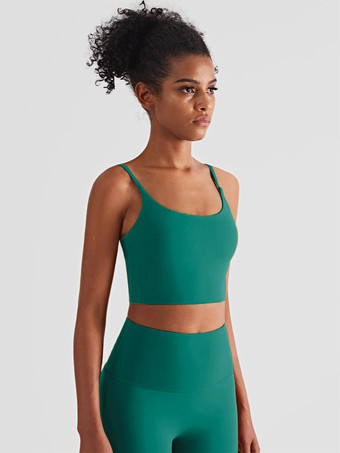 ティールグリーンヨガブラ ライクラスパンデックス ノースリーブ ランニングトップ 女性用