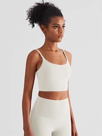 アイボリー ヨガブラ ライクラスパンデックス ノースリーブ ランニングトップ 女性用