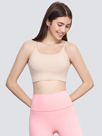 ライト アプリコットヨガブラ ライクラスパンデックス ノースリーブ ランニングトップ 女性用