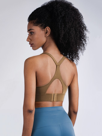 カーキ ヨガブラ ナイロン ランニング スポーツ ノースリーブ トップ 女性用