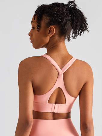 ピンクヨガブラ ナイロン ランニング スポーツ ノースリーブ トップ 女性用