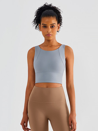 ヨガブラ ナイロン アスレチック ノースリーブ ジュエルネック テニス トゥ レディース