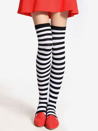サルーンガールストッキングストライプニーハイソックスサッカーガールハロウィンコスチュームアクセサリー