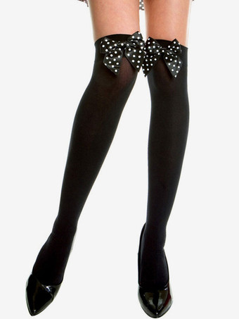 ブラック ニーハイソックスサルーンガールストッキング弓黒人女性ハロウィンコスチュームアクセサリー