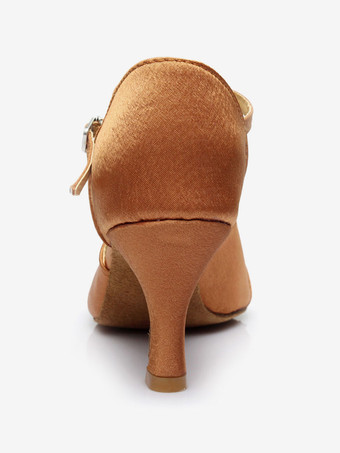 ラテンシューズ　ダンスシューズ　絹織物　オープントゥ　T-タイプのバンデージ　女性用　スティレットヒール　シック＆モダン　