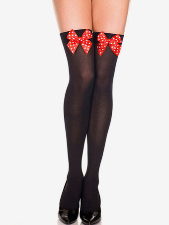 レッド ニーハイソックスサルーンガールストッキング弓黒人女性ハロウィンコスチュームアクセサリー