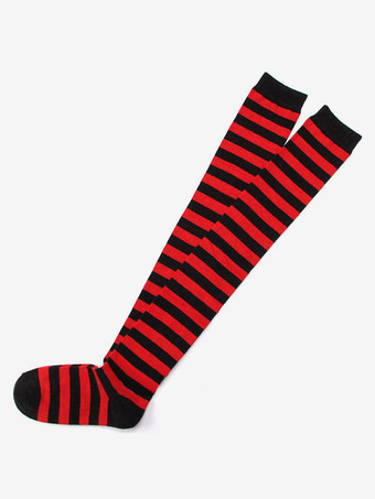 サルーンガールストッキングストライプニーハイソックスサッカーガールハロウィンコスチュームアクセサリー