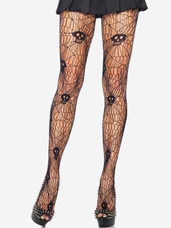 サルーンガールタイツスカルブラックレースパンティストッキング女性ハロウィンコスチュームアクセサリー