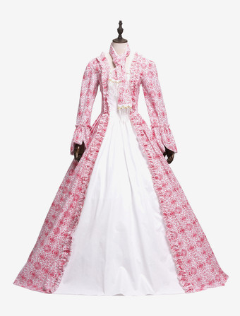 中世 ドレス 女性用 プリンセス 貴族ドレス ピンク 長袖 中世風 ページェント レトロ ヨーロッパ 宮廷風 中世 ドレス・貴族ドレス