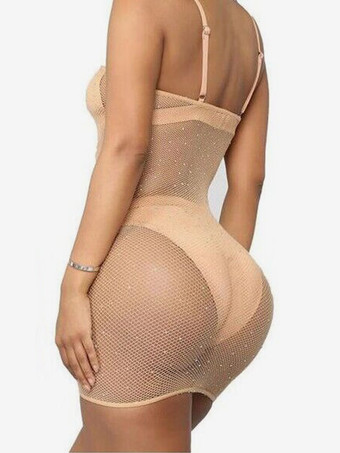 女性のためのシュミーズライクラスパンデックスラインストーンストラップレスバックレスブラックランジェリー