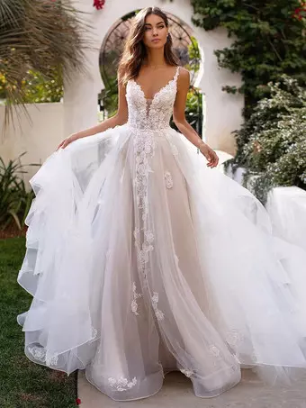 Vestido de Noiva Casamento Estilo Princesa Super Luxo com Cauda Longa  Rendado Vestido de Noiva Princesa Rendado Manga Longa (38, BRANCO)