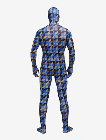 パターニング全身タイツ 全身タイツ，ユニセックス　大人用　開口部のない全身タイツ　変装コスチューム　カラーブロック　格子縞　　 ハロウィン