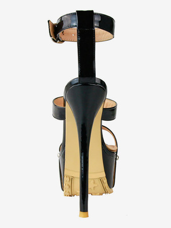 セクシーサンダル　オープントゥ　スティレットヒール　靴の甲の素材：パテント　PU　セクシー　レイブ・クラブ　