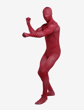 Morph Suit Red Irregular Pattern Zentai Suit Full Body Lycra