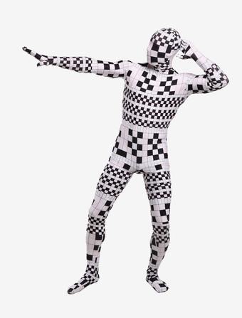 パターニング全身タイツ 全身タイツ，ユニセックス　大人用　大人気　開口部のない全身タイツ　変装コスチューム　カラーブロック　 ハロウィン