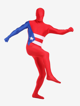 全身タイツ，キューバ共和国　国旗柄　ユニセックス　大人用　コスチューム　コスプレ　仮装 ハロウィン