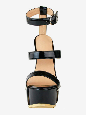 セクシーサンダル　オープントゥ　スティレットヒール　靴の甲の素材：パテント　PU　セクシー　レイブ・クラブ　