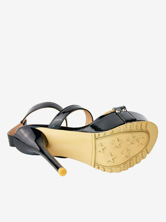 セクシーサンダル　オープントゥ　スティレットヒール　靴の甲の素材：パテント　PU　セクシー　レイブ・クラブ　