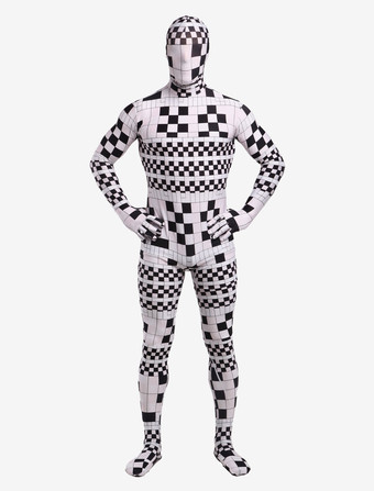 パターニング全身タイツ 全身タイツ，ユニセックス　大人用　大人気　開口部のない全身タイツ　変装コスチューム　カラーブロック　 ハロウィン