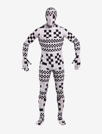 Morph Suit Black Geometric Pattern Zentai Suit Full Body Lycra Spandex Bodysuit