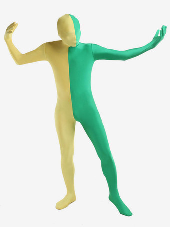 イエローハロウィンマルチカラーゼンタイスーツイエローライクラスパンデックス2トーンフルボディコスチューム