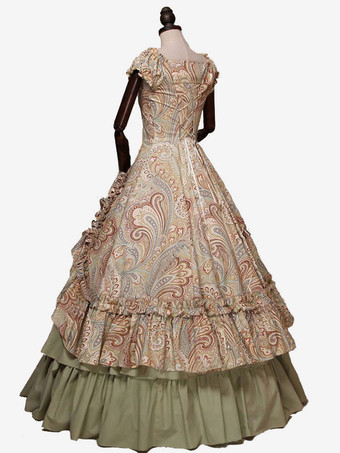 中世 ドレス 女性用 プリンセス 貴族ドレス ライトブラウン ノースリーブ バロック風 マルディグラ レトロコスチューム ヨーロッパ　宮廷風 コスチューム コスチューム 中世 ドレス・貴族ドレス