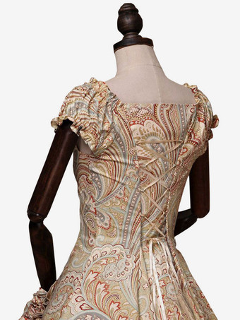 中世 ドレス 女性用 プリンセス 貴族ドレス ライトブラウン ノースリーブ バロック風 マルディグラ レトロコスチューム ヨーロッパ　宮廷風 コスチューム コスチューム 中世 ドレス・貴族ドレス