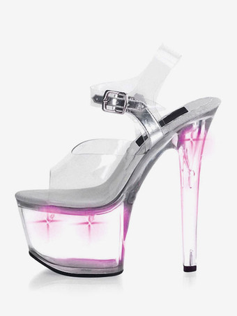 パープル 女性のセクシーなサンダルオンブルPVCアッパーオープントゥサマーサンダル ポールダンスシューズ