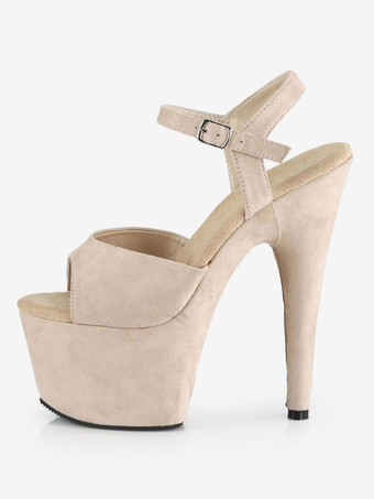 女性のセクシーなサンダルブラックPUレザーのぞき見つま先のモンクストラップセクシーな靴 ポールダンスシューズ