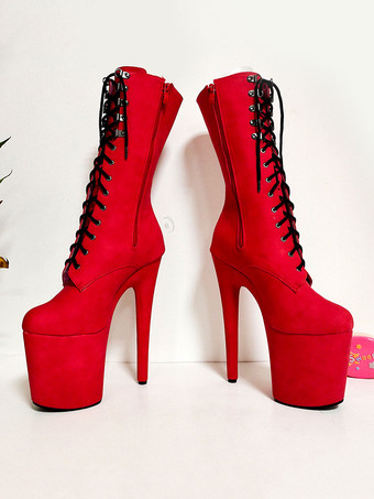 女性のセクシーなブーツオープントゥジッパー幾何学的なスティレットヒールレッドレイブクラブサイハイブーツ膝上ブーツ ポールダンスシューズ