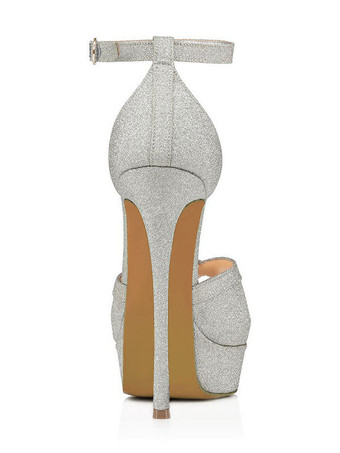 ハイヒールサンダルブラックポリエステルのぞき見つま先ウエディングシューズ女性のパーティーシューズ