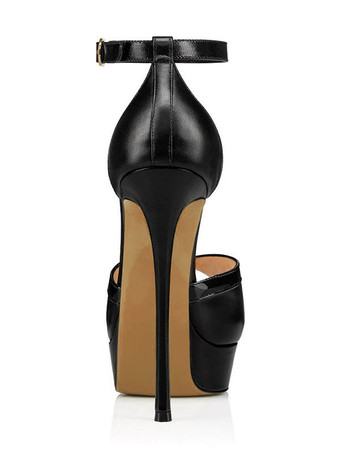 ハイヒールサンダルブラックポリエステルのぞき見つま先ウエディングシューズ女性のパーティーシューズ