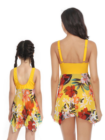 女性ツーピース水着ディープブルー花柄プリーツ V ネックバックレスサマービーチ水着