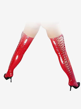 Carnevale Red Stockings Sexy PVC Halloween