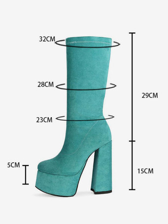 Botas de becerro del talón grueso de las mujeres en botas