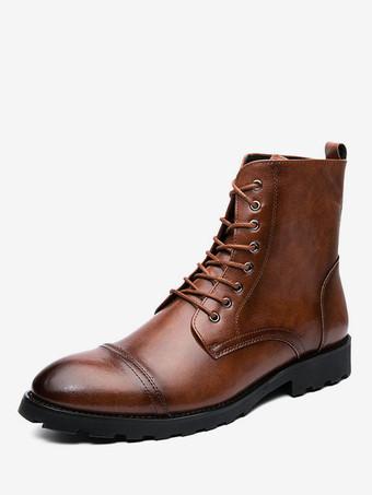 Botas Oxford para hombre Botas Martin marrones con cordones y